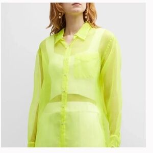 [NWT] SPRWMN Silk Organza Oversized Shirt | Neon Yellow MEDIUM